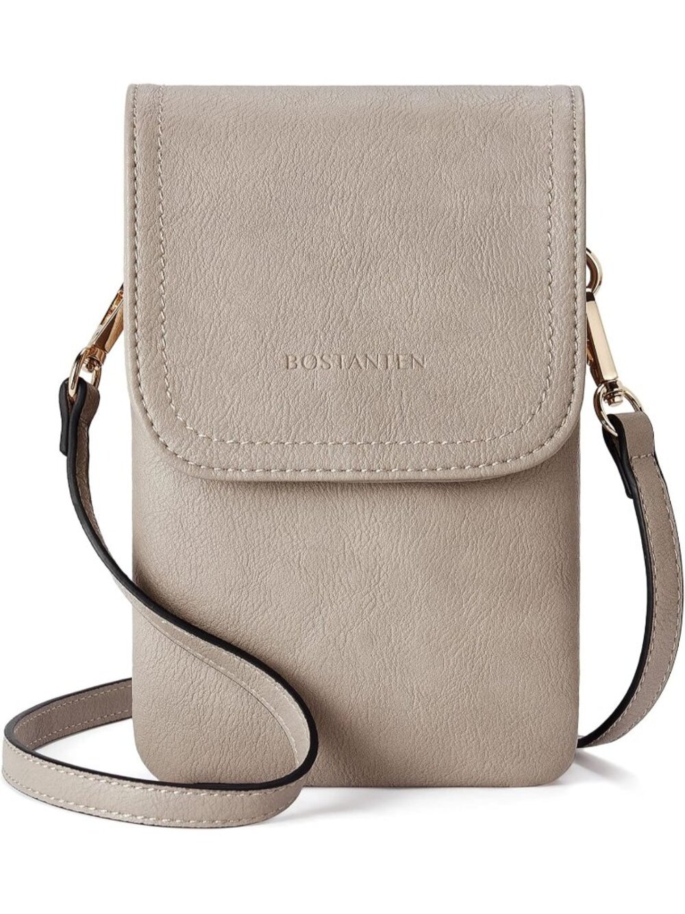 Bostanten Women's Bag Grey Vegan Leather Crossbody Cell Phone Bag Wallet Purses